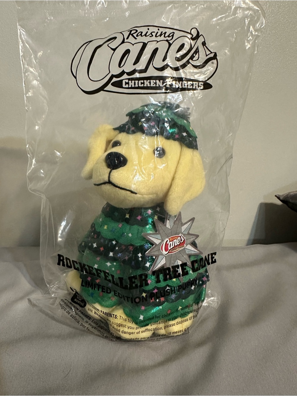Raising Canes Rockefeller Tree Canes Plush Puppy